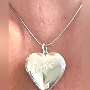 New! German silver love lochet heart necklace